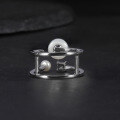 wholesale S925 Sterling Silver Natural Freshwater Pearl Adjustable Open Ring for Women, Fashionable and Elegant Gemstone Ring-0-1