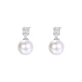 wholesale 999 Sterling Silver French Zircon Pearl Earrings for Women, Small Design, Luxury Earrings with Swarovski Crystals-0-4