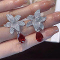 wholesale 925 Silver New Design 7*10mm Waterdrop Petal Earrings Elegant Fashion Ear Studs-0-2
