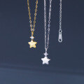 wholesale Sterling Silver Dainty Sweet Ins Style Minimalist Delicate Flash Drilled Filigree Star Collarbone Necklace Y02193-0-0