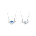 wholesale S925 Sterling Silver Maker "The Rest of My Life with You" Blue Diamond Antler Set Necklace for Women, Fashion Heartthrob Pendant for Christmas Birthday-0-4