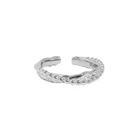 wholesale S925 Sterling Silver X-Shaped Beaded Edge Minimalist Versatile Opening Ring for Women, Korean Version Ins Niche Design-Platinum [No. 15/Adjustable] Opening adjustable