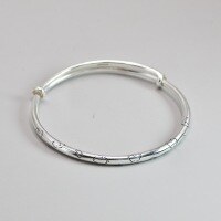 wholesale 999 Sterling Silver Rabbit Carrot Patterned Bracelet, Simple and Sweet Minimalist Jewelry, Push-Pull Design-Silver ring polished version (without string) 1000176 pure silver