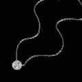 Sterling Silver Moissanite Pendant Necklace, Women's Fashion Round Luxury Bezel Setting-0-1