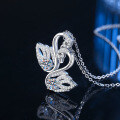 S925 Silver Double Swan 16ct Moissanite Necklace, Women's Fashion Pendant-0-0