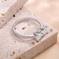 wholesale 18K Gold Plated S925 Sterling Silver Cross-Border New Heart-Shaped Moissanite Ring, Fashionable and Versatile Bow Women's Ring-0-2