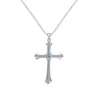 S925 Sterling Silver Cross Pendant Necklace, Moissanite Christmas Wholesale-S925 sterling silver + 20 points moissanite  925 silver