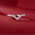 925 Silver V-Shape Moissanite Minimalist Stackable Ring, Wholesale-0-2