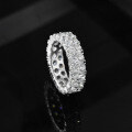 wholesale Metal material first: High carbon round white 35mm 02ct double row full diamond ring with sizes 5-9 available-0-3
