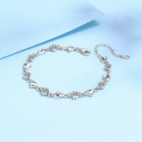 wholesale PT950 Gold Plated 925 Sterling Silver Moissanite Women's Crushed Silver Minimalist Luxury Bracelet Factory Direct Wholesale-Zircon 925 Silver