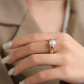 wholesale 18K Gold Akoya Japanese Seawater Pearl Ring for Women, Designer-Inspired Style, Perfectly Round with Strong Luster, Vintage Band, Elegant Design-0-0