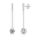wholesale S925 silver six-prong earrings with tassel, elegant and high-end moissanite ear thread earrings for women-0-0