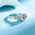 S925 Sterling Silver 3ct Four-Prong Moissanite Ring for Women-0-1