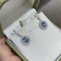 Gold-Plated 925 Silver Lab-Created Blue Spinel 6*8mm 15ct Stud Earrings-0-3