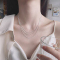 wholesale S925 Sterling Silver Trendy Minimalist Multi-Layer Stackable Choker Necklace, Versatile Light Luxury Style Collarbone Chain-0-0