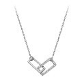 wholesale S925 Sterling Silver Square Double Ring Necklace for Women, Summer Minimalist Luxury High-End Sense Versatile Ins Style Collarbone Chain-0-4