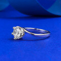 wholesale S925 silver new round one-carat moissanite six-prong engagement ring with a simple and elegant design-0-1