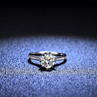 Sterling Silver Moissanite Ring, 1 Carat Six-Prong Setting, Hot-Selling Live Stream Source-1 carat (set with D color moissanite)  18 yards