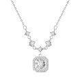 S925 Sterling Silver Moissanite Square Pendant Necklace, Live Stream Hot Seller-0-3