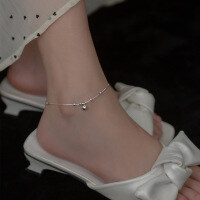 wholesale S925 silver minimalist smooth bead anklet for women, elegant ethnic style trendy ankle jewelry S5371-S925 Silver Anklet 925 Silver