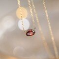 wholesale 18K Gold and 14K White Gold New Simple Garnet Inlaid Necklace for Women, Fresh and Sweet Pendant Gift-0-1