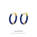 wholesale 925 Sterling Silver Small Batch Cobalt Blue Enamel Hoop Earrings for Women,。-0-0
