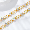 wholesale 18k Gold Plated Silver 45mm Round D Color Moissanite Paperclip Necklace in Vintageins-0-1