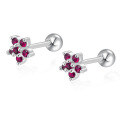 wholesale 925 Sterling Silver Floral Stud Earrings with Petal Design and Inlaid Crystals, Screw-piercing Ear Accessories for Women, Cross-border Wholesale-0-18