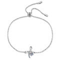 wholesale 925 Sterling Silver Bow Bracelet for Women, Plated with PT950 Platinum, Adjustable Push-Pull, Moissanite Jewelry, Factory Direct-0-4