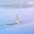 wholesale S925 Sterling Silver Pink Diamond Heart Necklace for Women with Micro-Set White Diamonds, Perfect as a Gift for Girlfriend on Valentine's Day-0-1