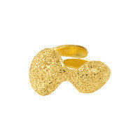 wholesale S925 Sterling Silver Geometric Circular Brushed Ring for Women, Irregular Open Adjustable Silver Ring in Minimalist Ins Style with a Premium Feel-18K Gold [No. 14/Adjustable] Opening adjustable