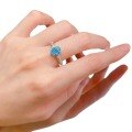 wholesale S925 Sterling Silver 6*8 Imported Ice-Cut Light Sea Blue Ring for Women, Minimalist and Elegant Diamond Ring, Drop Shipping-0-4