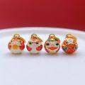 wholesale Gold-plated 925 Ancient Silver Enameled Four Meatballs Pendant, Golden Toad, Pi Xiu, Koi, Magpie Drop Pendant DIY-0-1