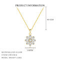 wholesale S925 Sterling Silver European Snowflake Micro-inlaid Zircon Rotating Necklace For Women-0-4