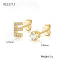 wholesale Metal: 925 Sterling Silver Alibaba International Station Exclusive 26 Letters Shiny Zircon Ear Studs Light Luxury Micro-Inlaid Personality Ear Pin-0-8