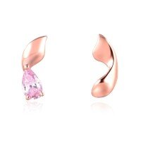 wholesale 18K Rose Gold and 9K Gold Plated Pink Ruby Ribbon Earrings with Zircon Studs for Women, Gift-9K Gold-Tourmaline