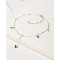 wholesale 925 Sterling Silver Heart Ankle Bracelet for Women, Summer Beach Girl Foot Chain, Minimalist Design High-End Ankle Jewelry-Heart Anklet 925 Silver