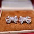 wholesale S925 Sterling Silver Red Elk Heavy Version Bow Zircon Ear Studs for Women, Versatile Internet-Famous Style Elegant and Fashionable Exquisite Earrings-0-0