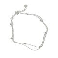 wholesale S925 Sterling Silver Korean Version Student Women's Silver Jewelry Temperament Personality Simple and Versatile Interlaced Pearl Double-Layer Anklet-0-4