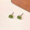 wholesale 925 Sterling Silver Green Enamel Stud Earrings For Women-0-1