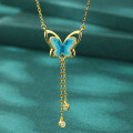 wholesale S925 Sterling Silver Enamel Butterfly Necklace for Women, High-End Small Batch Design, Luxury Elegant Collarbone Chain, Minimalist Style-0-0