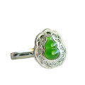 wholesale 925 Silver New Chinese Palace Style Jade Openable Women's Ring with Gourd Fu Lu Openwork Inlay and Hetian Jasper-0-4