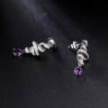 wholesale S925 Silver New Design Sense Natural Amethyst Gemstone Earrings French Romantic Style Inlaid with Natural Colored Gemstones-0-3