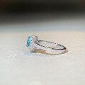 wholesale S925 Sterling Silver Ring for Women, TikTok Live Popular, Ins Style Minimalist Non-Tarnish Diamond Ring with Aquamarine Zircon-0-2
