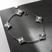 wholesale S925 Sterling Silver Fresh and Sweet Ins Style Niche Design Exquisite Engraved Four-Leaf Flower Bracelet S7771-S925 Silver Bracelet 925 Silver