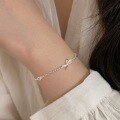 wholesale S925 Sterling Silver Bow Bracelet for Women, Minimalist and Dainty Small Fresh Style Delicate Best Friend Jewelry, Korean Version-0-2
