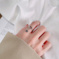 wholesale S925 Sterling Silver Creative CD Letter Star Chain Ring Ins Niche Minimalist Style Versatile Index Finger Ring-0-2