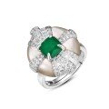 wholesale 925 Silver Gold-Plated Ring with High Carbon Diamond, Muzo Green Mother-of-Pearl, Vintage Retro Niche Jewelry, Versatile Women's Ring-0-4