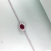 wholesale S925 Sterling Silver Sunflower Bracelet for Women, Red Simulated Gemstone, Elegant Rhinestone Design, Adjustable, Wholesale-6*8 (red zircon) bracelet 925 silver