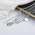 wholesale S925 Sterling Silver Double Layer Tassel Love Heart Black and White Checkerboard Necklace Trendy European and American Fashion Collarbone Chain-0-3